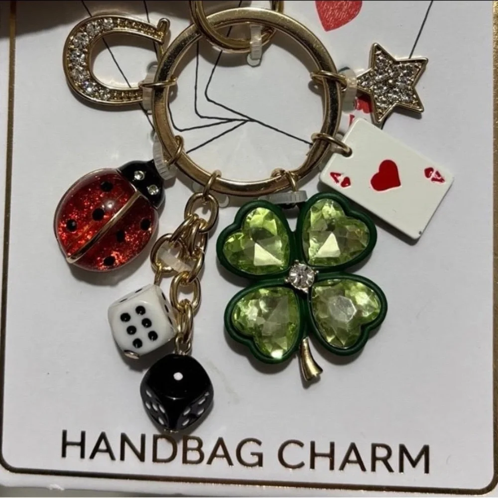 TRUE TO FORM Lucky Lady Dice Ladybug 4 Leaf Clover Ace Horseshoe Bag Charm NWT